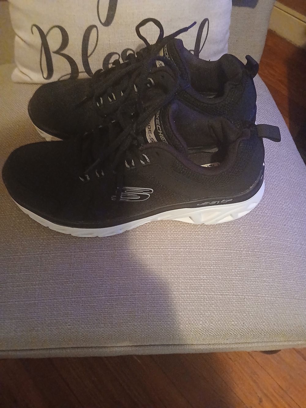Skechers Men's Black Athletic Sneakers with White Sole